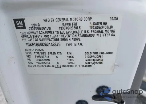 2006 GMC Envoy Denali from USA, damaged, VIN 1GKET63M262148375